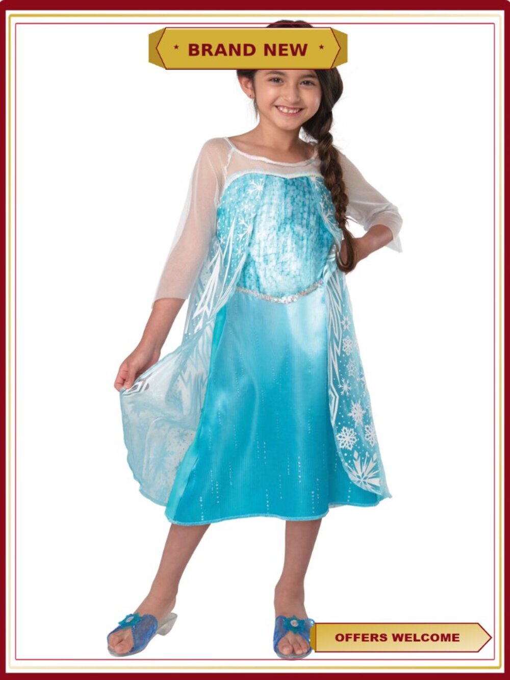 Frozen Elsa Classic Satin Dress with Cape Detail for Girls